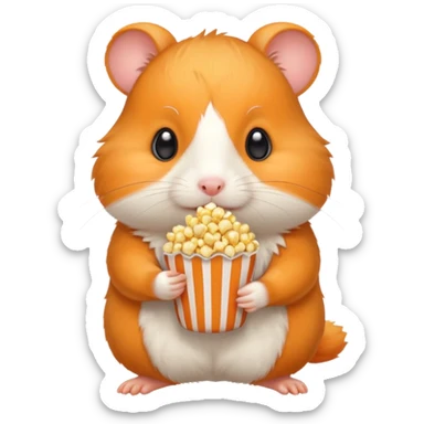 orange hamster holding pop corn sticker