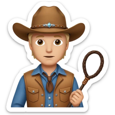 Give this emoji 🤠 a whip make it a white guy with a whip  sticker