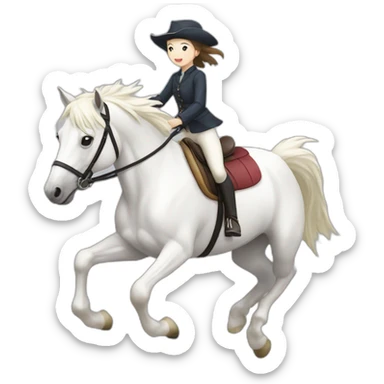 white-hourse-with-jumping-rider—japanese-girl sticker