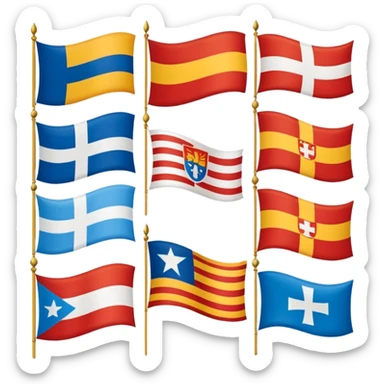 Generate a galician flag, a basque flag, a catalan flag, a breton flag, a corsican flag, a occitan flag, a samis flag and a Québec flag sticker