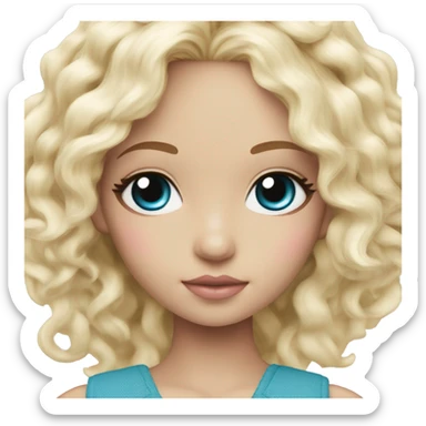 ocean blue doll eyes, blonde hair, feminine, pink, girl, angelic sticker