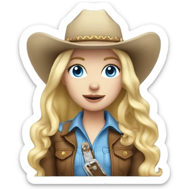 Cowgirl, pale skin, blue eyes, blonde hair sticker