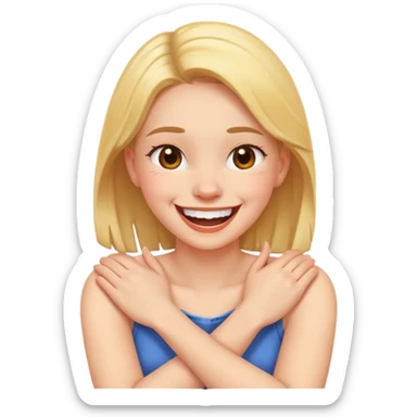 Arms crossed holding neck laughing girl sticker