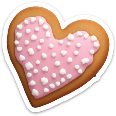 Sweet pink gingerbread cookie shaped like a heart, with white icing decorations sticker