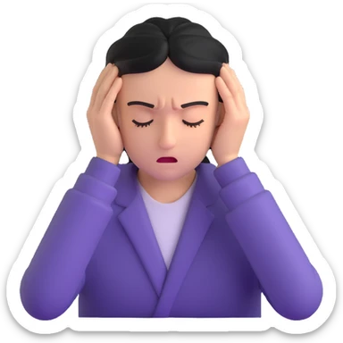person with a headache, hands on temples, pain expression sticker