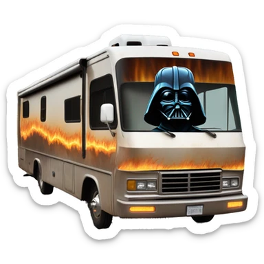 Darth Vader’s 1972 Winnebago rv rusted holographic flames  sticker