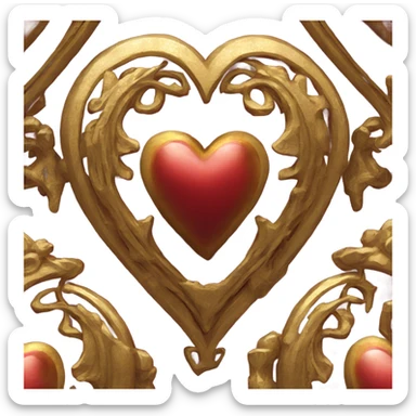 red gold gothic heart sticker
