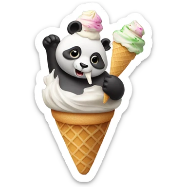 Panda eating ice cream sticker