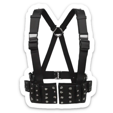 Black punk fashion chest harness on white background sticker