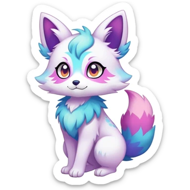 Kawaii colorful ethereal anthro fursona Fakemon sticker