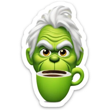Grinch having coffee sticker