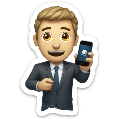 Un homme entrain de laisser tomber son téléphone dans l'eau sticker