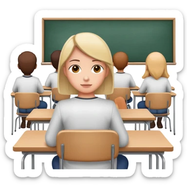 adults sitting in a classroom facing backwards sticker
