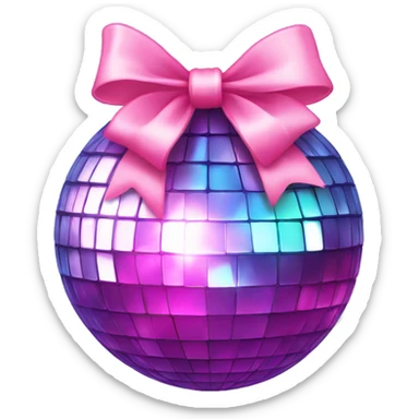 Disco ball with pink bow  sticker