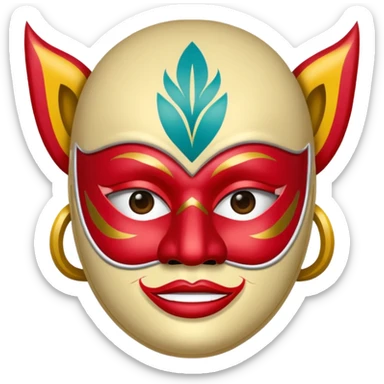 A person wearing a kochi mask sticker