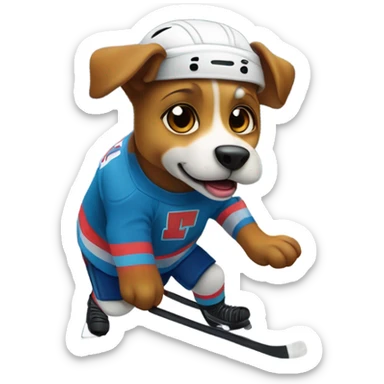 Dog playing hockey  sticker