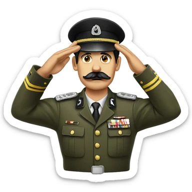 german army man saluting with mustache black hair sticker