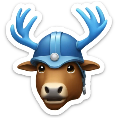 Blue elk in a helmet sticker