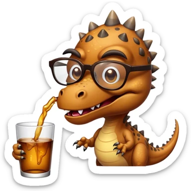 dinosaur in glasses puking sticker