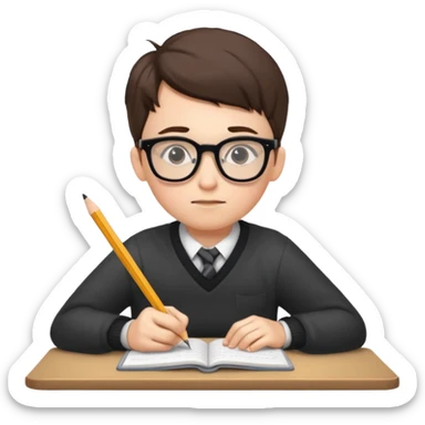 Nerd doing homework sticker