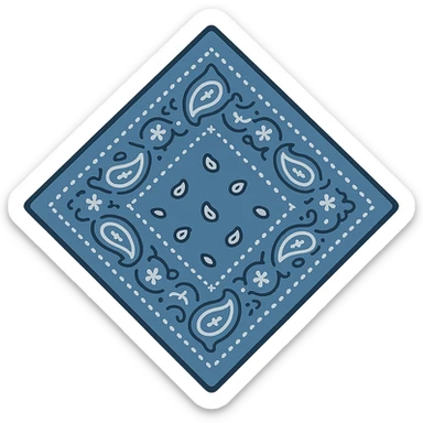 flat toon style unfolded blue bandana, not on anyone sticker