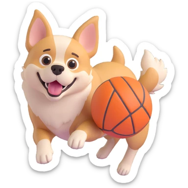dog chasing ball in forrest, close up pose sticker
