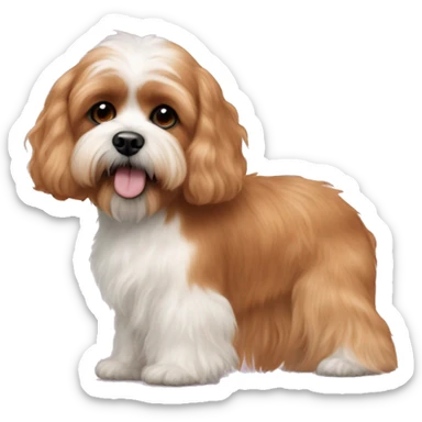 Peach large cavapoo next to a shitzu with black ears  sticker