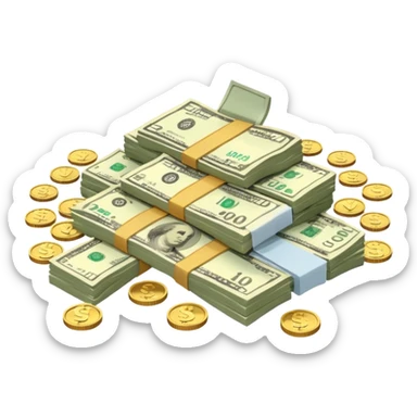 It's an image of money such as coins and bills, but there's only one or two neatly sticker