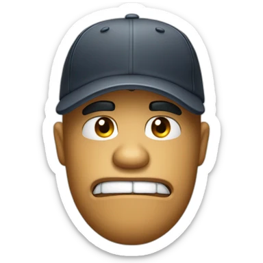 an angery reaction emoji wearing a baseball cap sticker