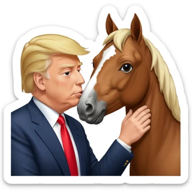 Donald trump and Jeffery Epstein kissing a horse named bubba sticker