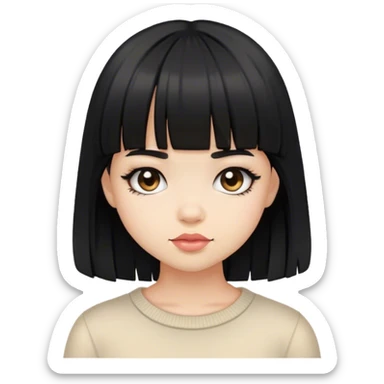 Cute girl with black bangs sticker