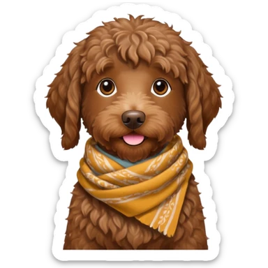 Brown labradoodle in scarf sticker