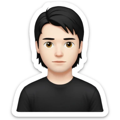 A young man with mullet black hair. sticker