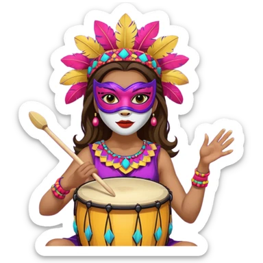 Masked Festival Drummer woman sticker