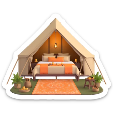 deluxe safari glamping tent with luxury furnishings sticker