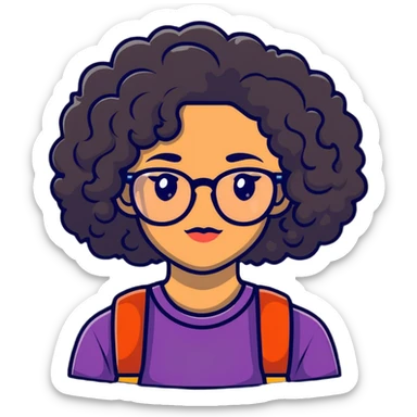 Mixed race girl with curly hair and glasses sticker