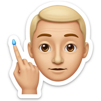 A classic emoji nose, no face, with a pointer finger touching the tip of it sticker
