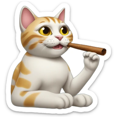 Cat smoking a cigar sticker