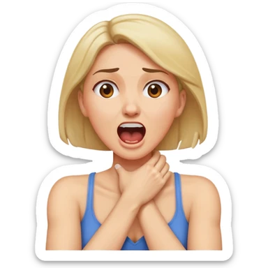 Arms crossed holding neck screaming woman sticker