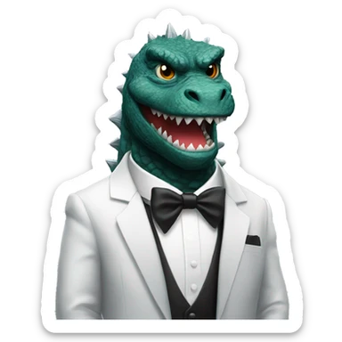 Godzilla in a tuxedo sticker