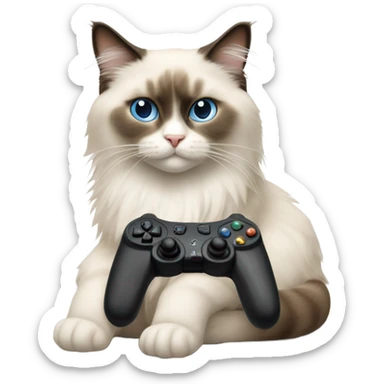 A Ragdoll Cat play video games sticker