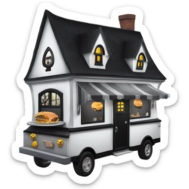 Wednesday Addams haunted dream house food truck  sticker