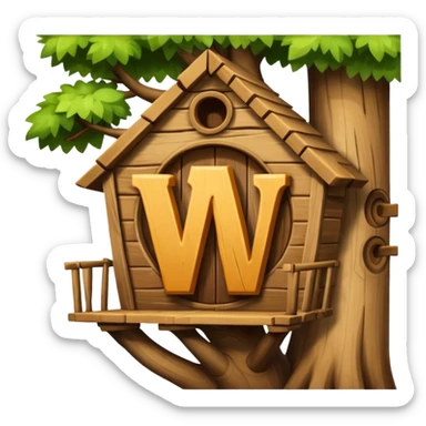 letter W on the side wall of a treehouse in a tree sticker