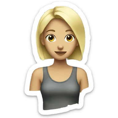 Girl with short blond hear with money on her eyes sticker