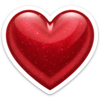 Red Outline Black Glitter filled Heart Shape sticker