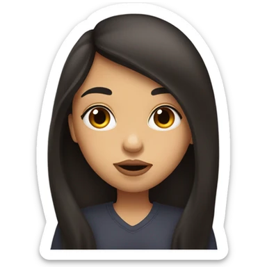 Dark long hair girl puckered lips for a kiss  sticker