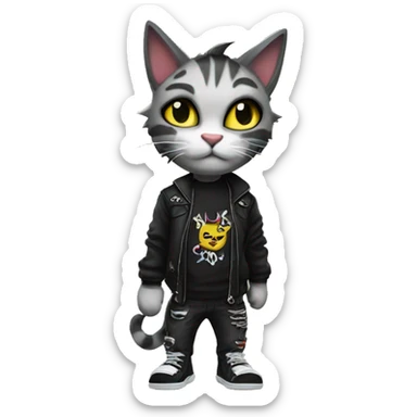 Anthro Punk Feline Full body with catcents logo sticker