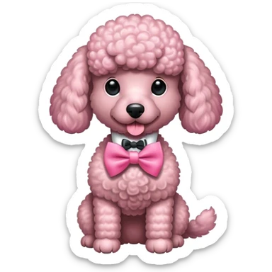Poodle dog with pink Bow tie sticker