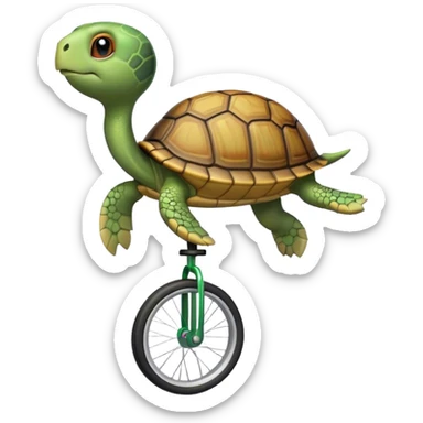 a turtle on a unicycle sticker