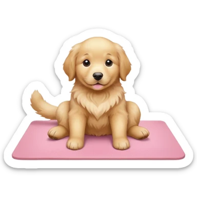 Funny Golden retriever puppy on light pink yoga mat sticker